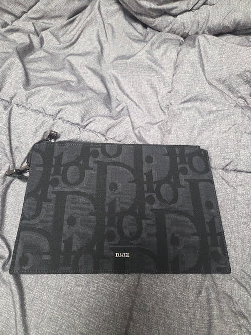 맥시 Dior 오블리크 자카드 A5 파우치 클러치백 블랙