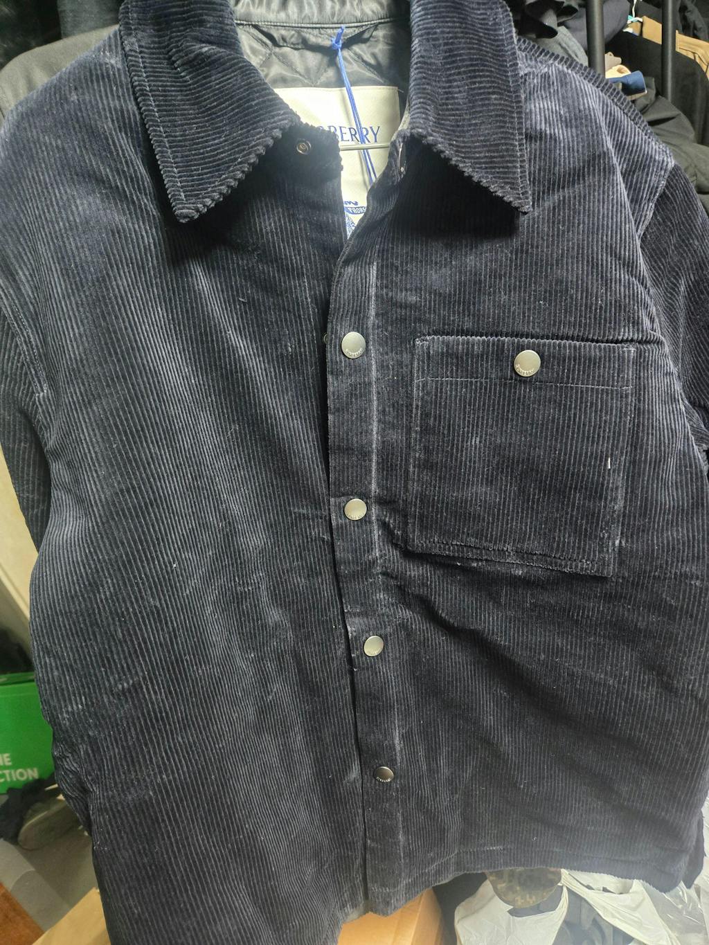 버버리 코듀로이 오버셔츠 네이비