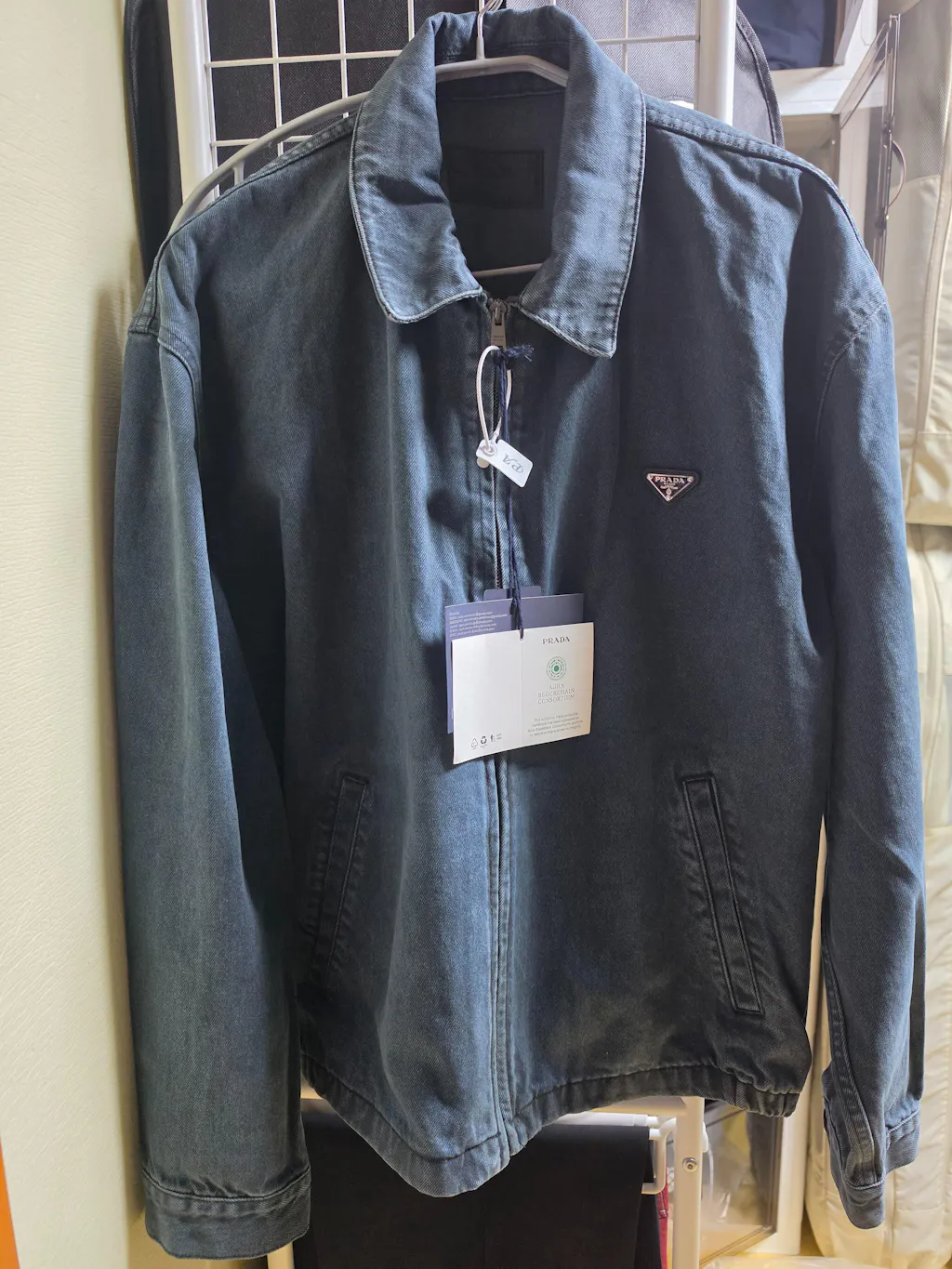 프라다 데님 블루종 재킷 블랙