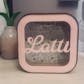 Personalized Wooden Piggy Bank with Nursery background for Kids Room Decor