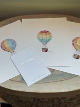 Rainbow Hot Air Balloon Nursery Watercolor Wall Art Print Set - 3 Unframed 8x10