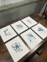 Ocean Sea Creatures Nursery Wall Art Prints (Set of 6) | Watercolor Ocean Animals