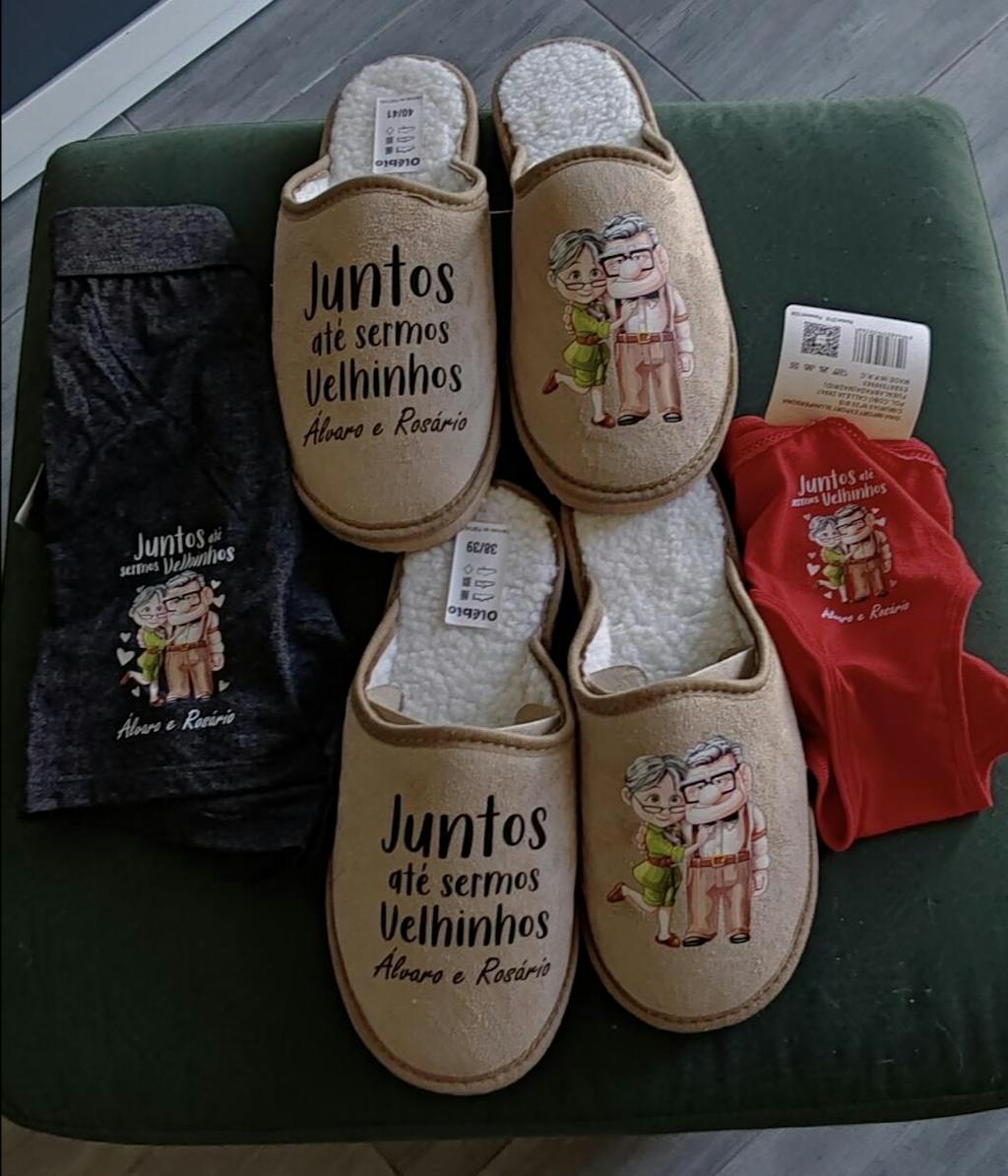 Box Chinelos+Boxer & Box Chinelos+Cueca "Juntos até sermos velhinhos"