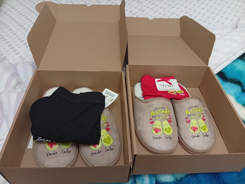 Box Chinelos + Boxer + Cueca "Tu és a metade que me completa"