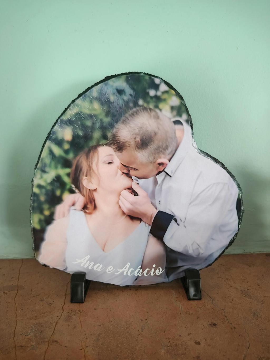 Ardósia Coração "Fotografia e Nome(s)"