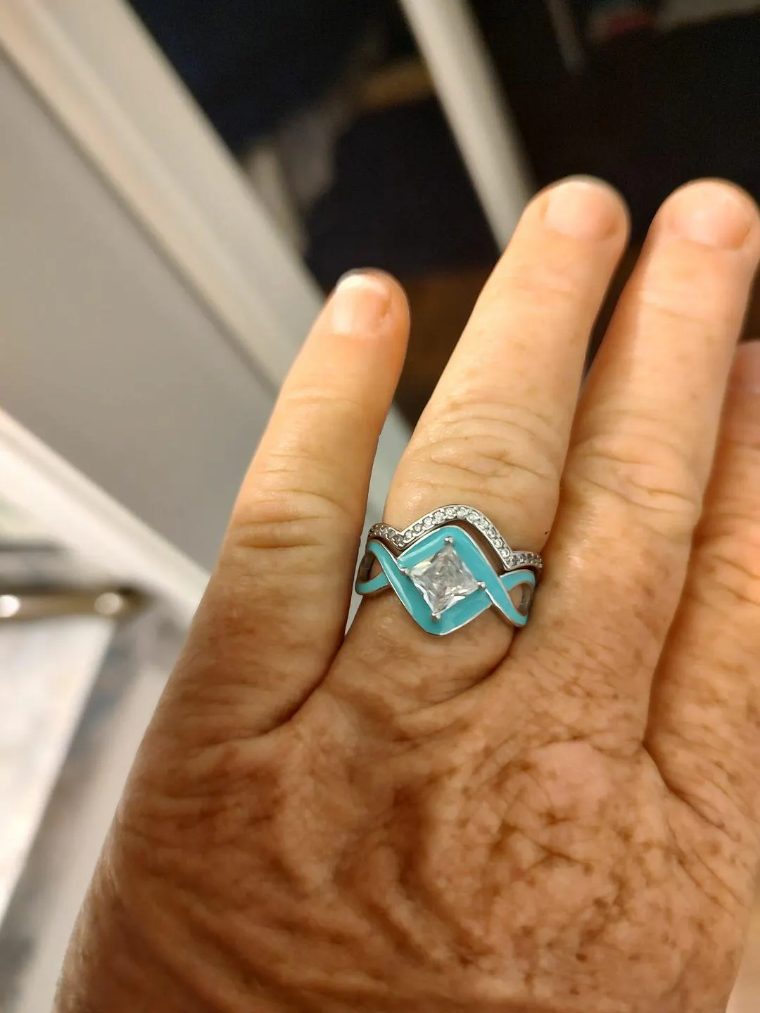 Turquoise + SS Wavy Ring