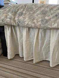 Linen Bed Skirt with Gathered Ruffles and Cotton Decking - in Grey, Green, Mustard and more color options - Various Mattress Sizes and Drop