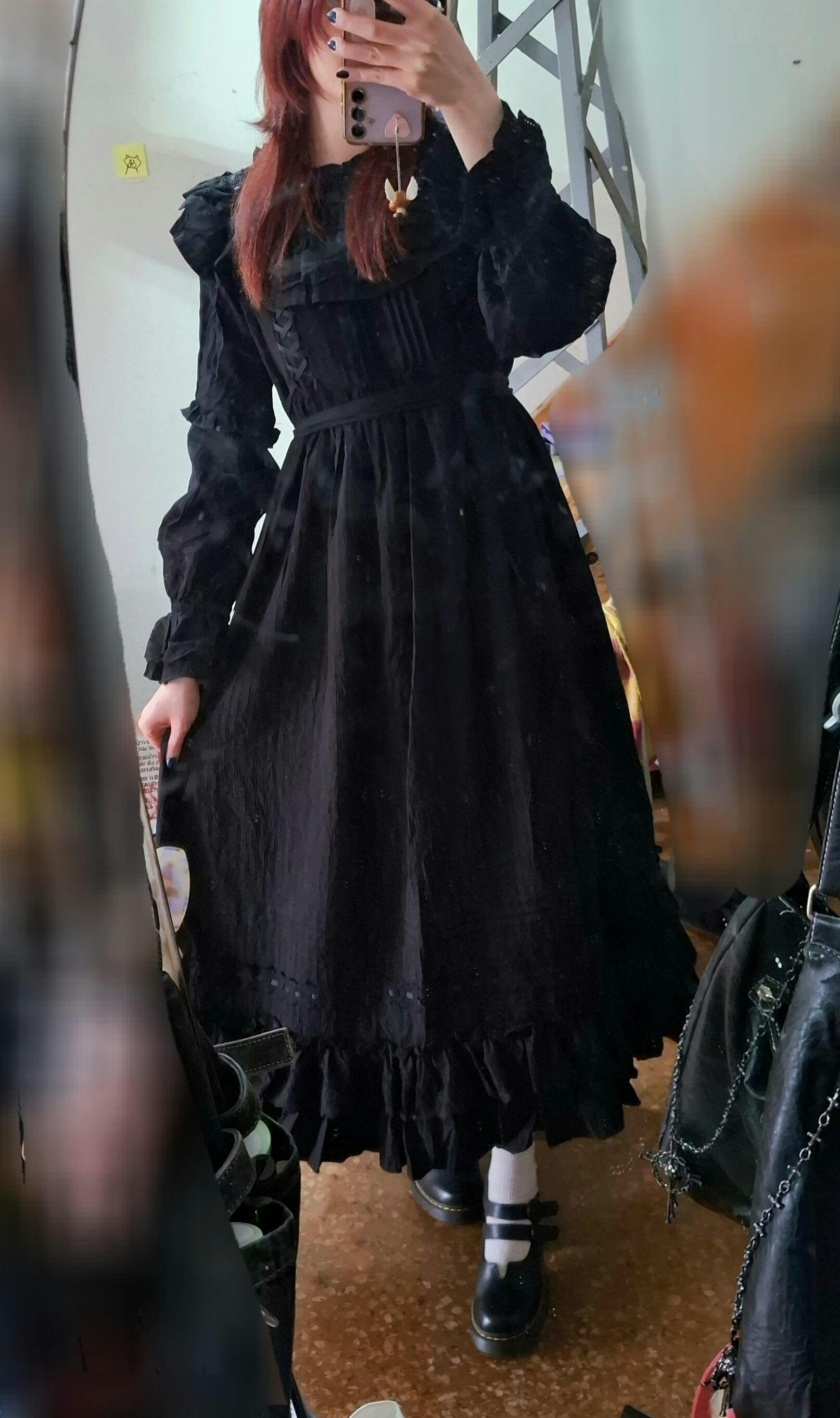 Gothic Lolita Black OP with Round Cape Collar