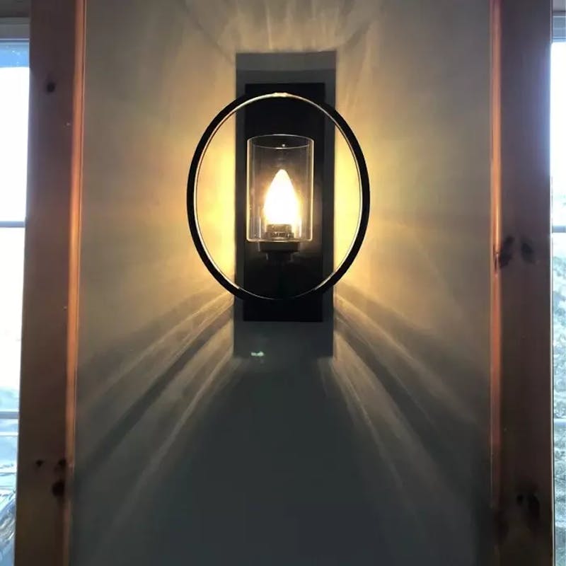 1 - Light Dimmable Antique Black Wrought Iron Armed Sconce (Set of 2) #MX19002