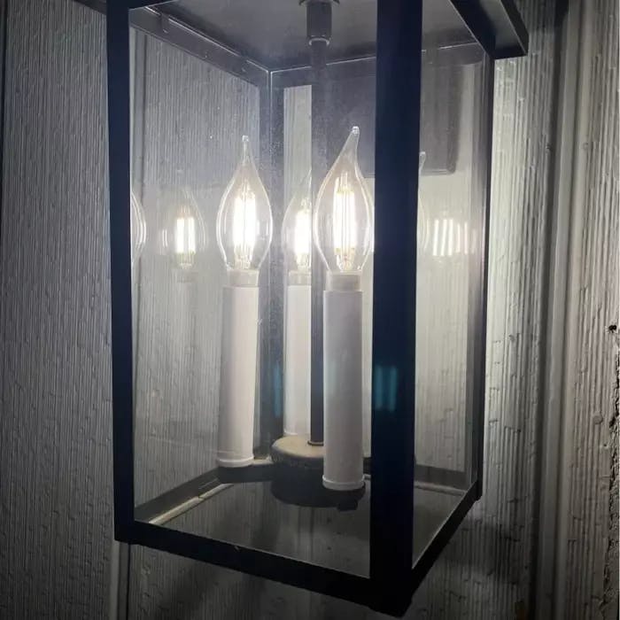 Maxax 4 Lights Gold bulb holders Black Lantern Square