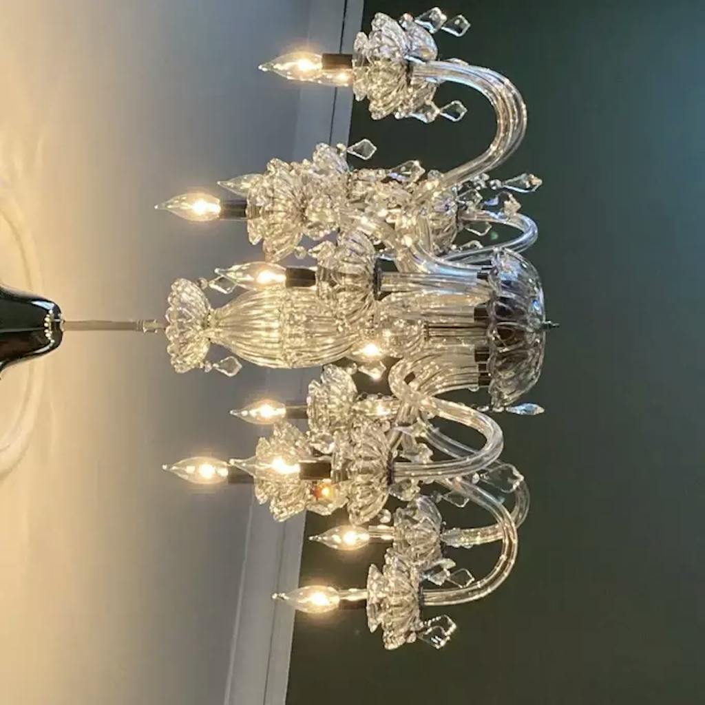 12-light Electroplated Chrome Crystal And Glass Classic/traditional Chandelier For Living Room/bedroom #MX17020-12-P