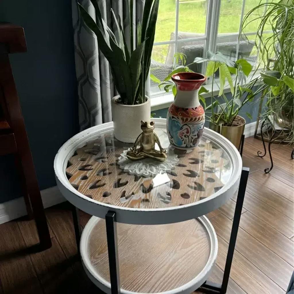 Maxax 22.44'' Tall Solid Wood Tray Top Cross Legs End Table #25001-BN