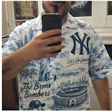 NYY Baseball New York City Mascot Button-Up Hawaiian Shirt