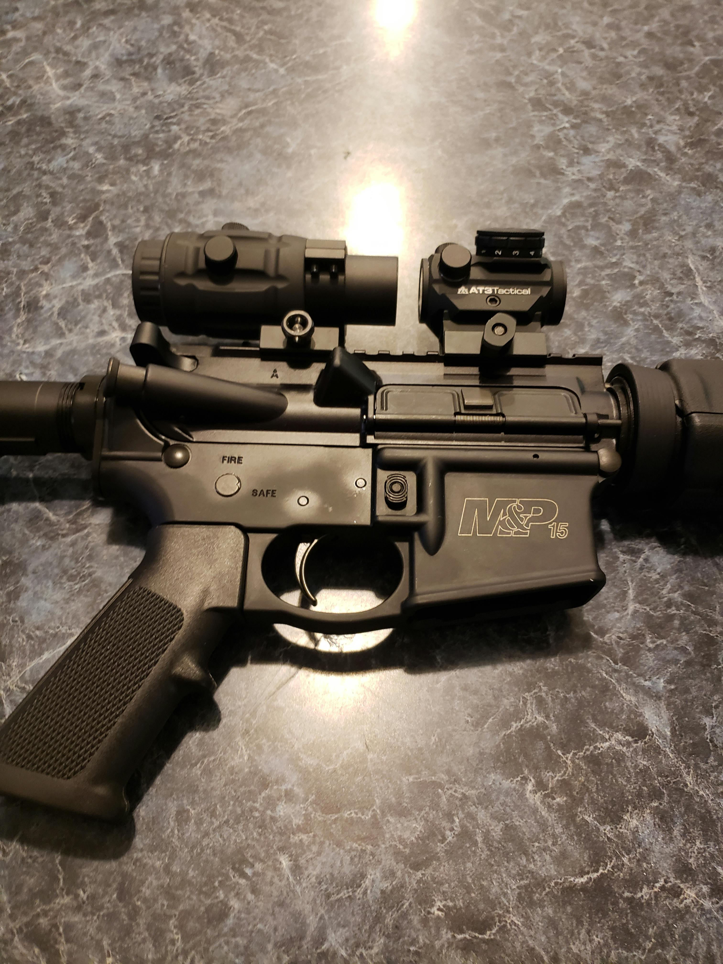 AT3 Magnified Red Dot Kit AR 15 Red Dot Sight Riser & 3x Magnifier