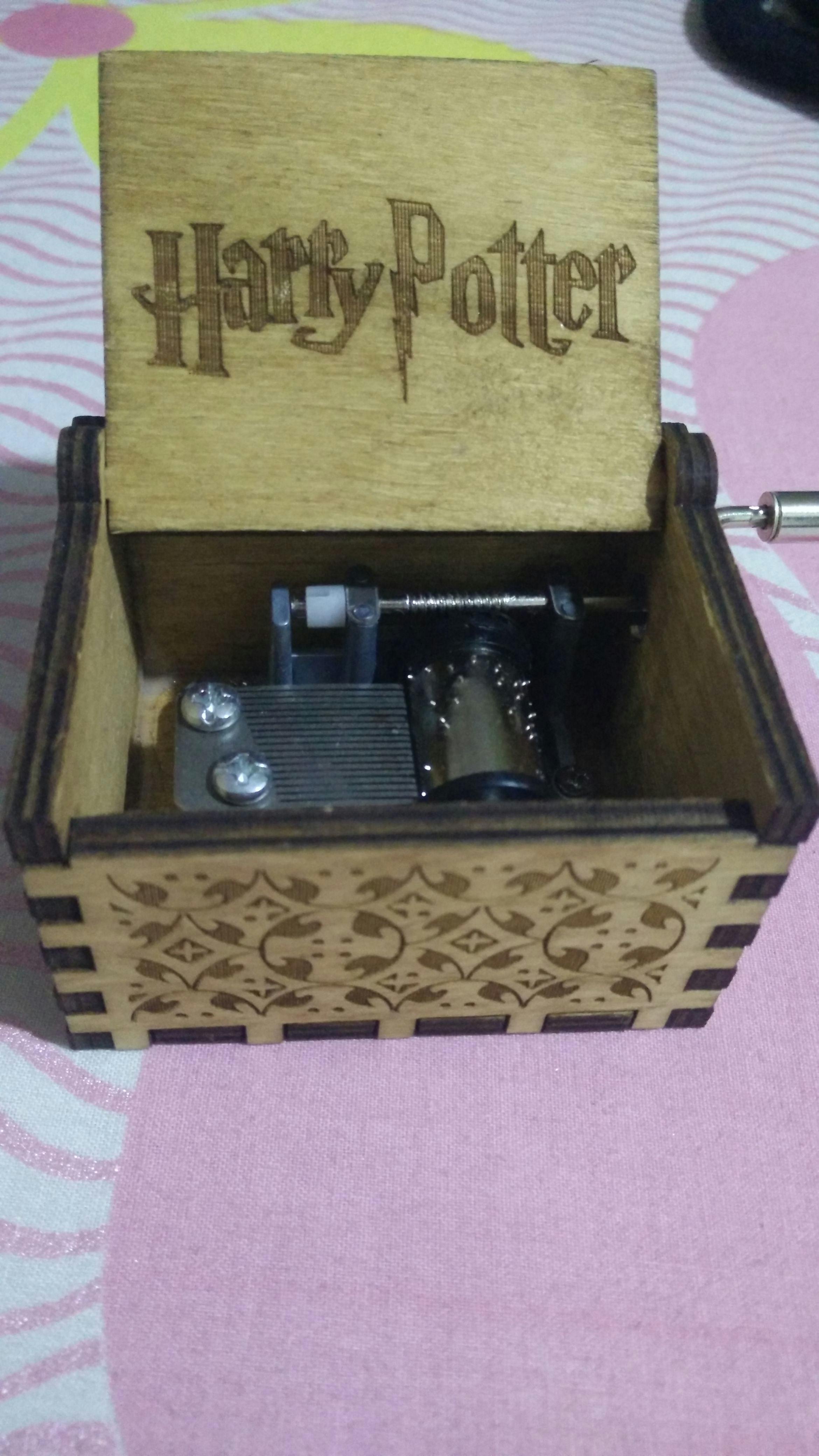 The Magical World HP Music Box Wood Engraved with Novelty Custom Design Black