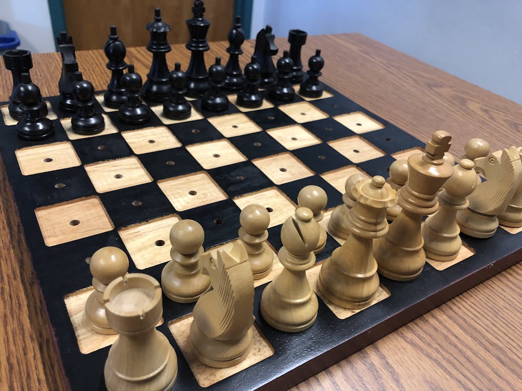 Wooden Chess Set for the Blind - 3.75 inch King