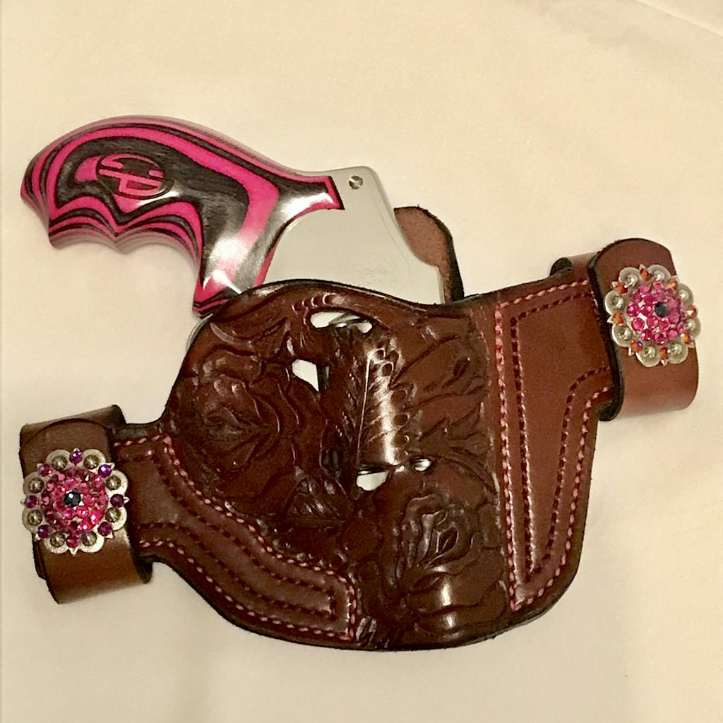 Women's Waistband Holster Leather Floral Design Gun Goddess