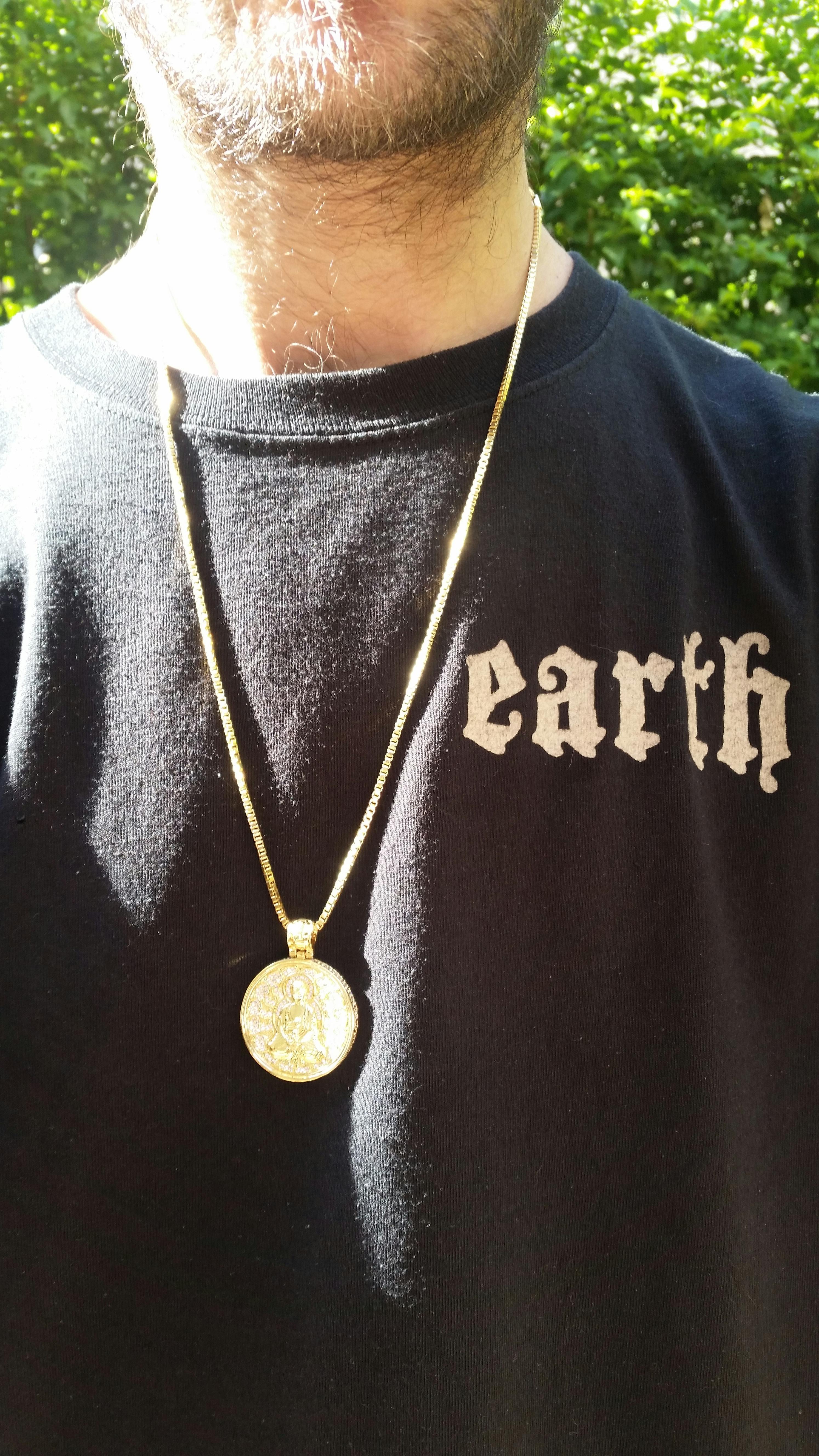 送関込【King Ice】14K Gold Buddhist Medallion ネックレス☆ Buddhist Medallion Necklace | Hip Hop Jewelry | King Ice