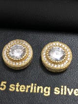 Iced Button Stud Earrings | Sterling Silver Earrings – King Ice