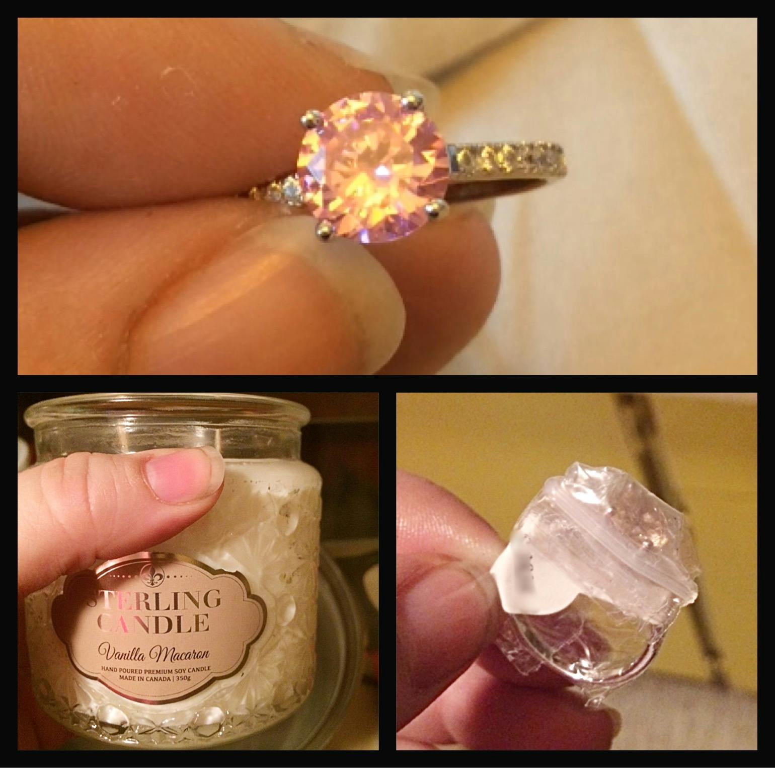 candle with ring in it