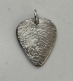 Guitar Pick Fingerprint Keychain | Sterling Silver
