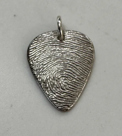 Guitar Pick Fingerprint Keychain | Sterling Silver