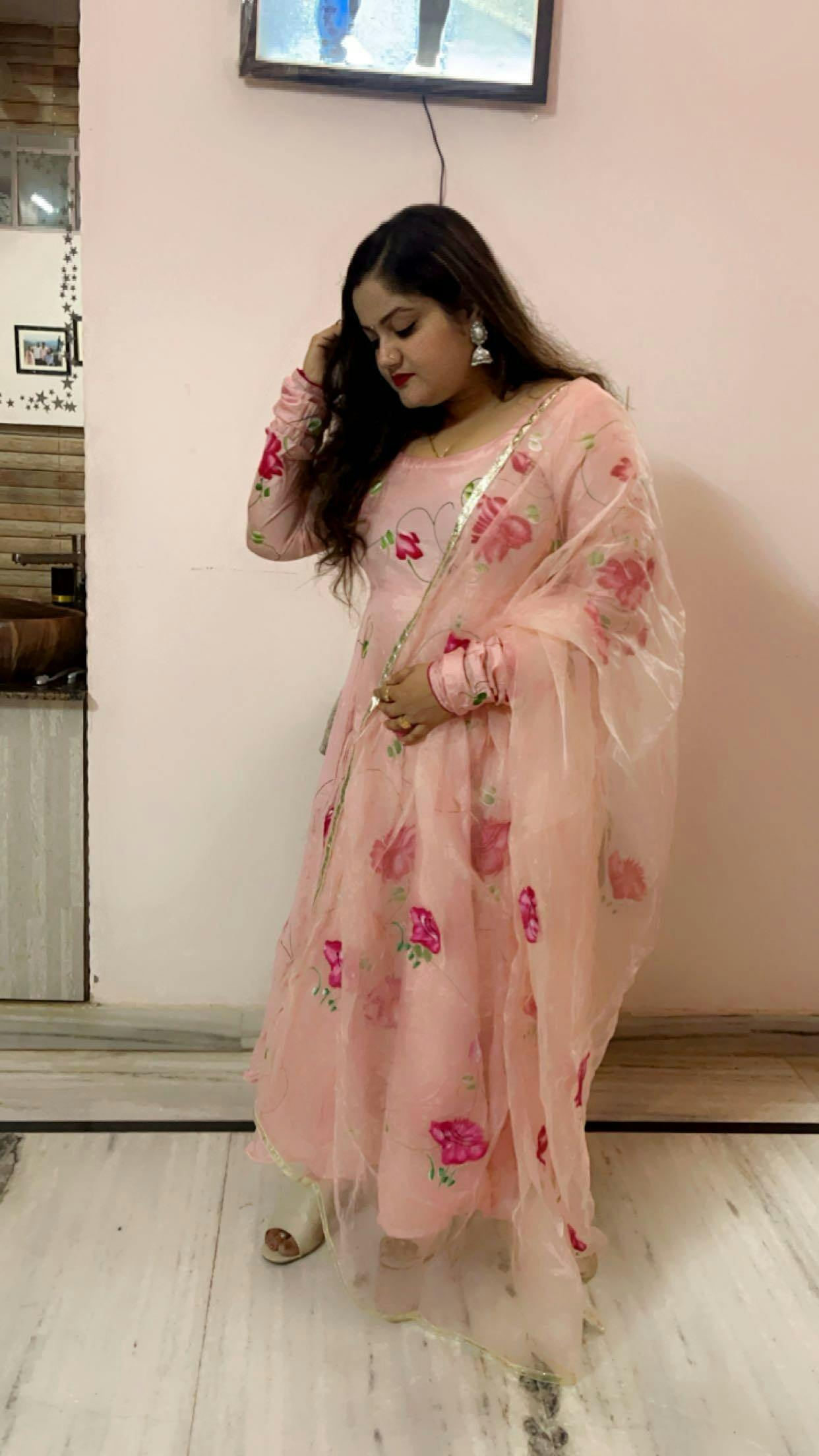 Shop Eshal Handpainted Cotton Silk Suit Set For Women Online In India ...