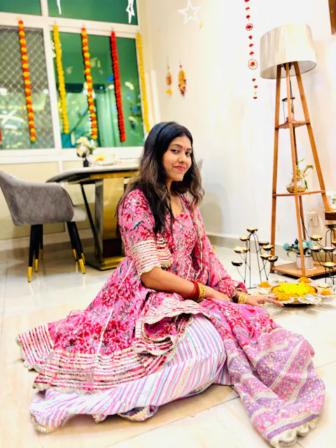 Tickled Pink Handblock Sharara Set