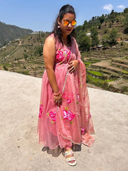 Gul Handpainted Organza Suit Set