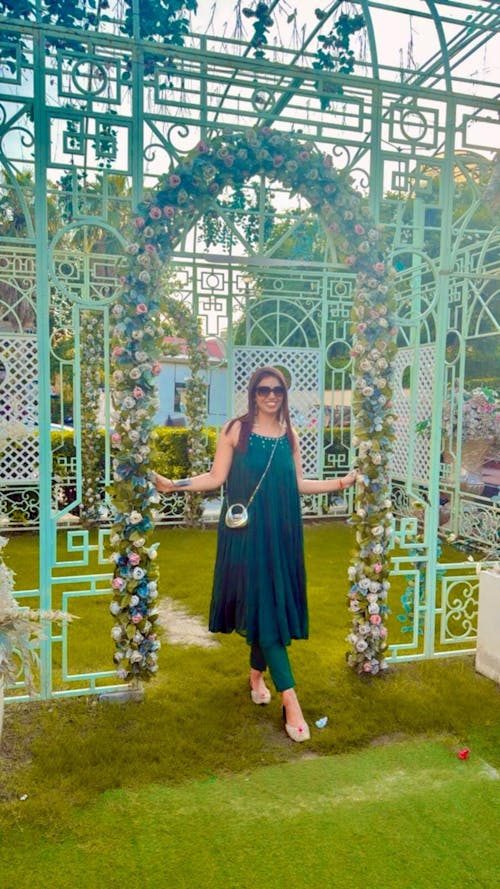 Citrine Green Mirror Work Georgette Kurta Set