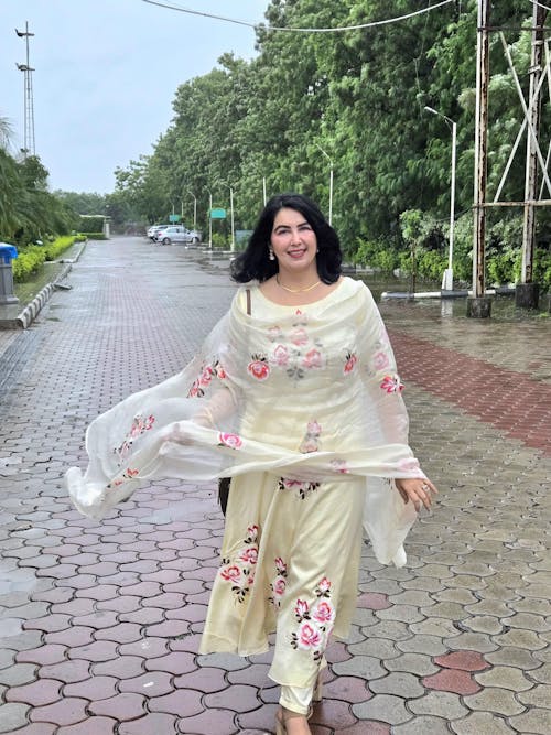 Cream Valeria Handpainted Suit Set