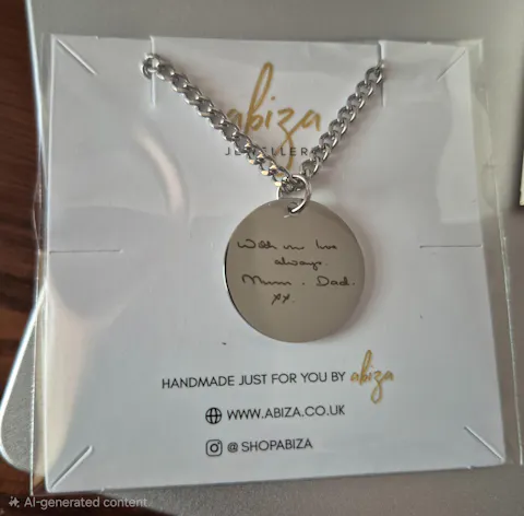 Handwriting Necklace – Personalised Engraved Disc