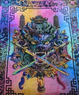 Yama Tapestry, Chinese Demon Vertical Art Print, Fantasy Decor