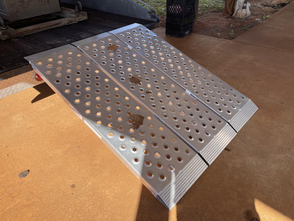 Black Widow Big Boy EZ Rizer Aluminum Folding Motorcycle Trailer Ramp 4' W with 3,000 lbs Capacity