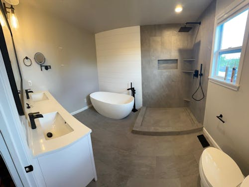 59" Symmetrical Solid Surface Soaking Bathtub - Durable, Easy to Clean, and Elegant