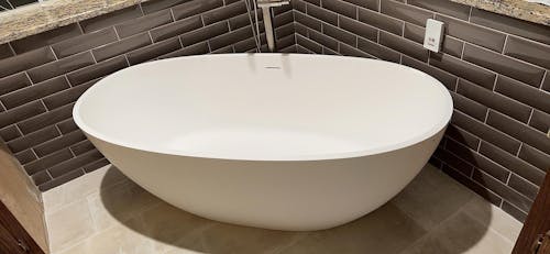 59" Symmetrical Solid Surface Soaking Bathtub - Durable, Easy to Clean, and Elegant