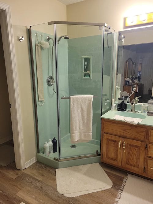 Corner Shower Enclosure 35.56" D x 35.56" W x 72" H Frameless Neo-Angle Shower Enclosure, 1/4" (6mm) Clear SGCC Tempered Glass