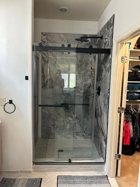 Trivon Series 48" x 76" Frameless Bypass Shower Door – 5/16" Tempered Glass, Matte Black