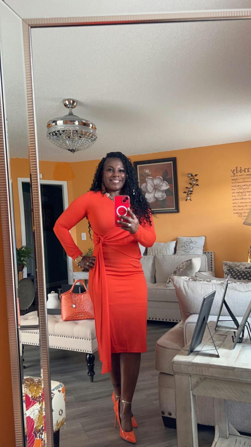 Surplice Neck O-ring Detail Dress