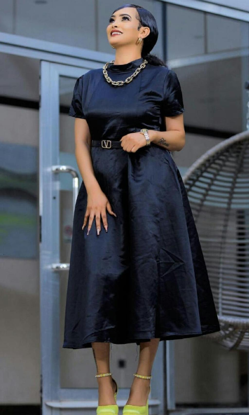 Elegant Short Sleeve A-line Dress