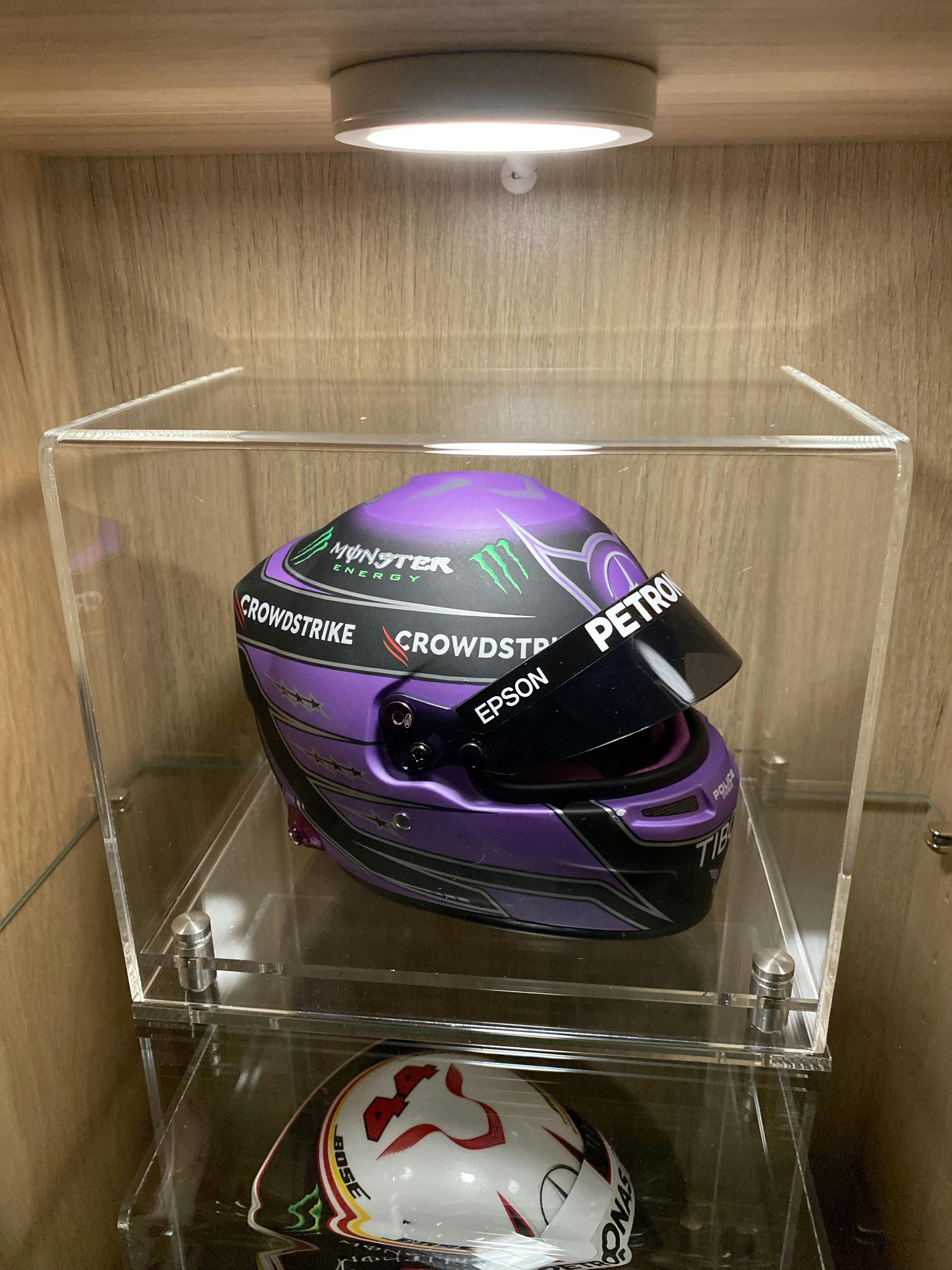 Half Scale F1 Helmet Display Case With A Modern Base half-scale-f1-helmet-display-case-with-a-modern-base