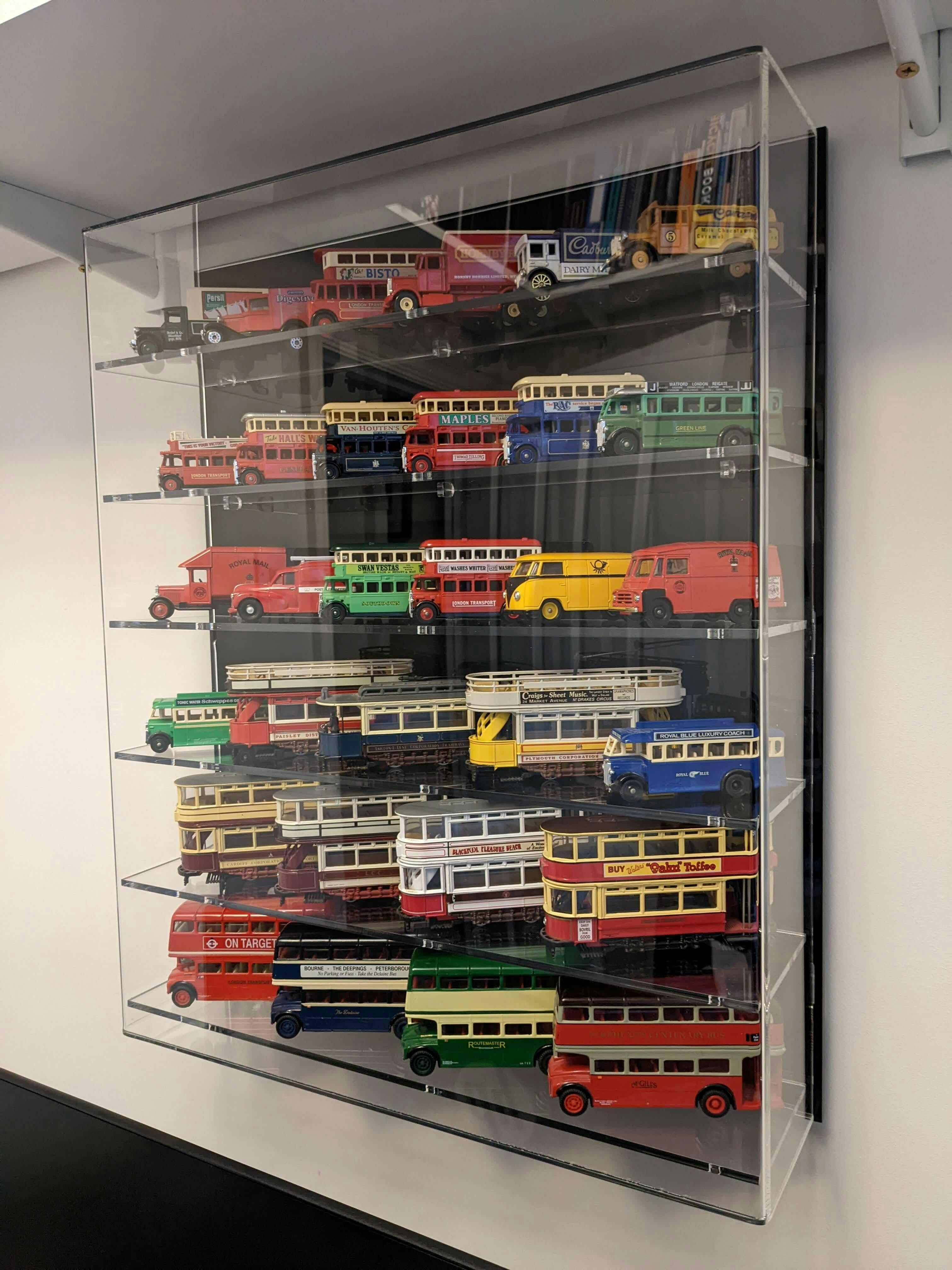 Acrylic Model Wall Display Case for 176 Model Buses 6 Shelves