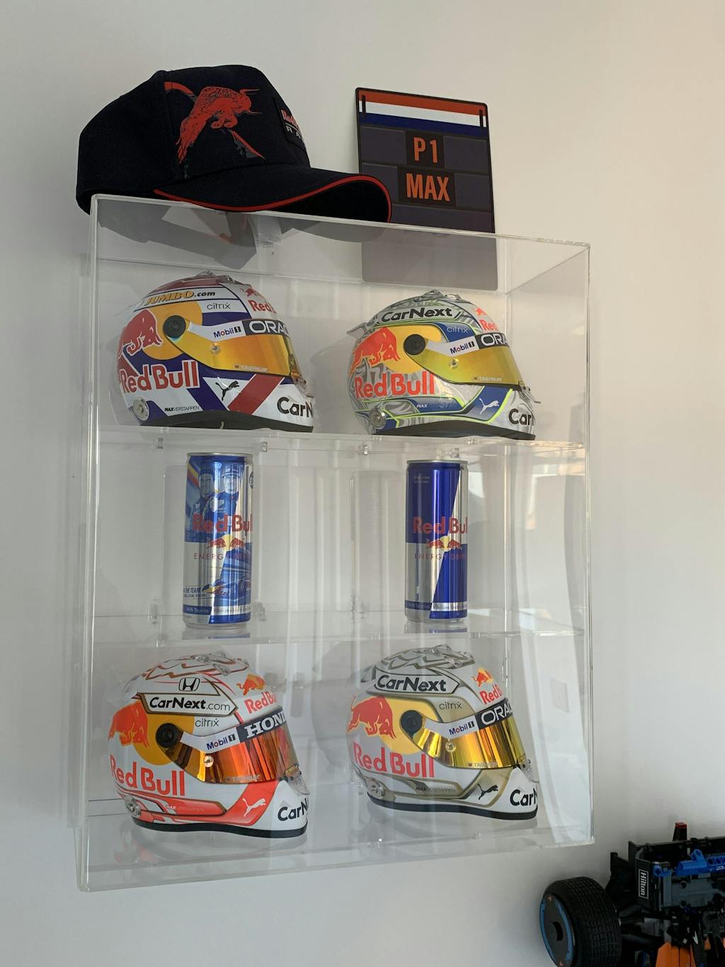 Acrylic Wall Display Case for Six 12 Scale Model F1/GP Helmets