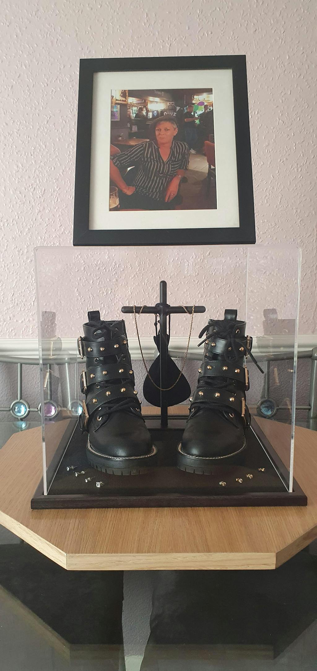 300mm Cube Display Case including a Wooden Base (Choice of Base Colours