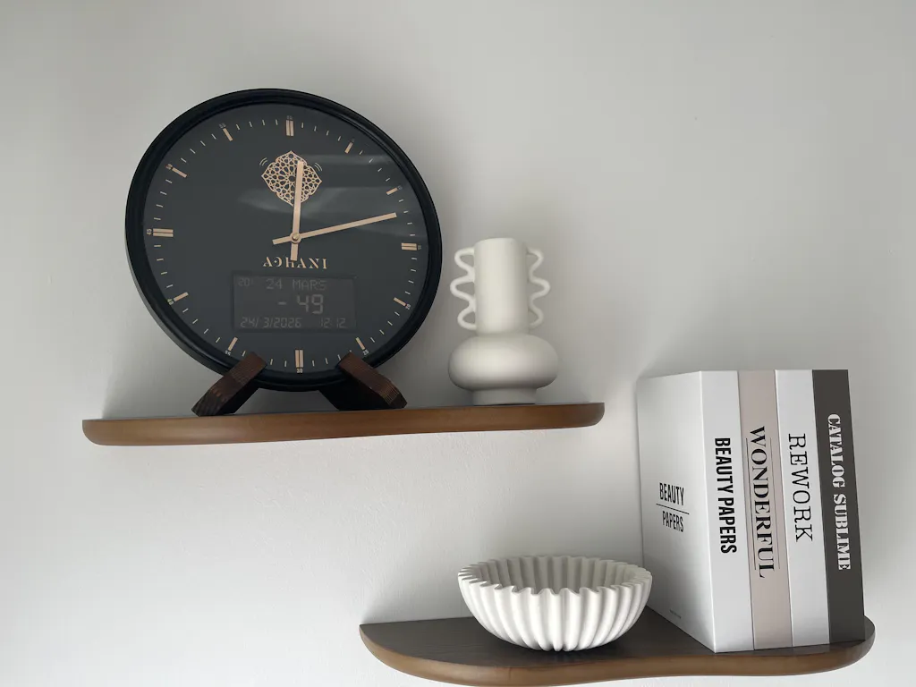 Horloge Adhan design moderne - Noire - Chiffres romains