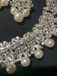 Annie - Crystal & Pearl 3-Piece Bridal Jewelry Set With Half Tiara - Silver