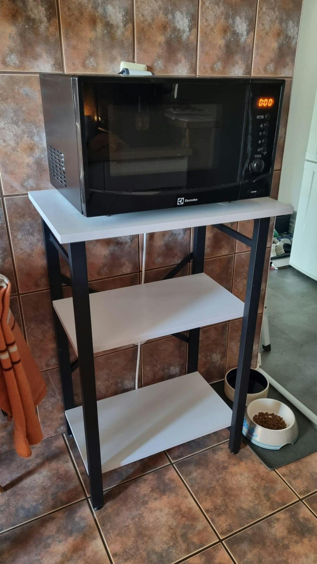 Raft Bucatarie Adore, 4 rafturi, Lemn Natural - Alb, 60 x 128 x 40 cm