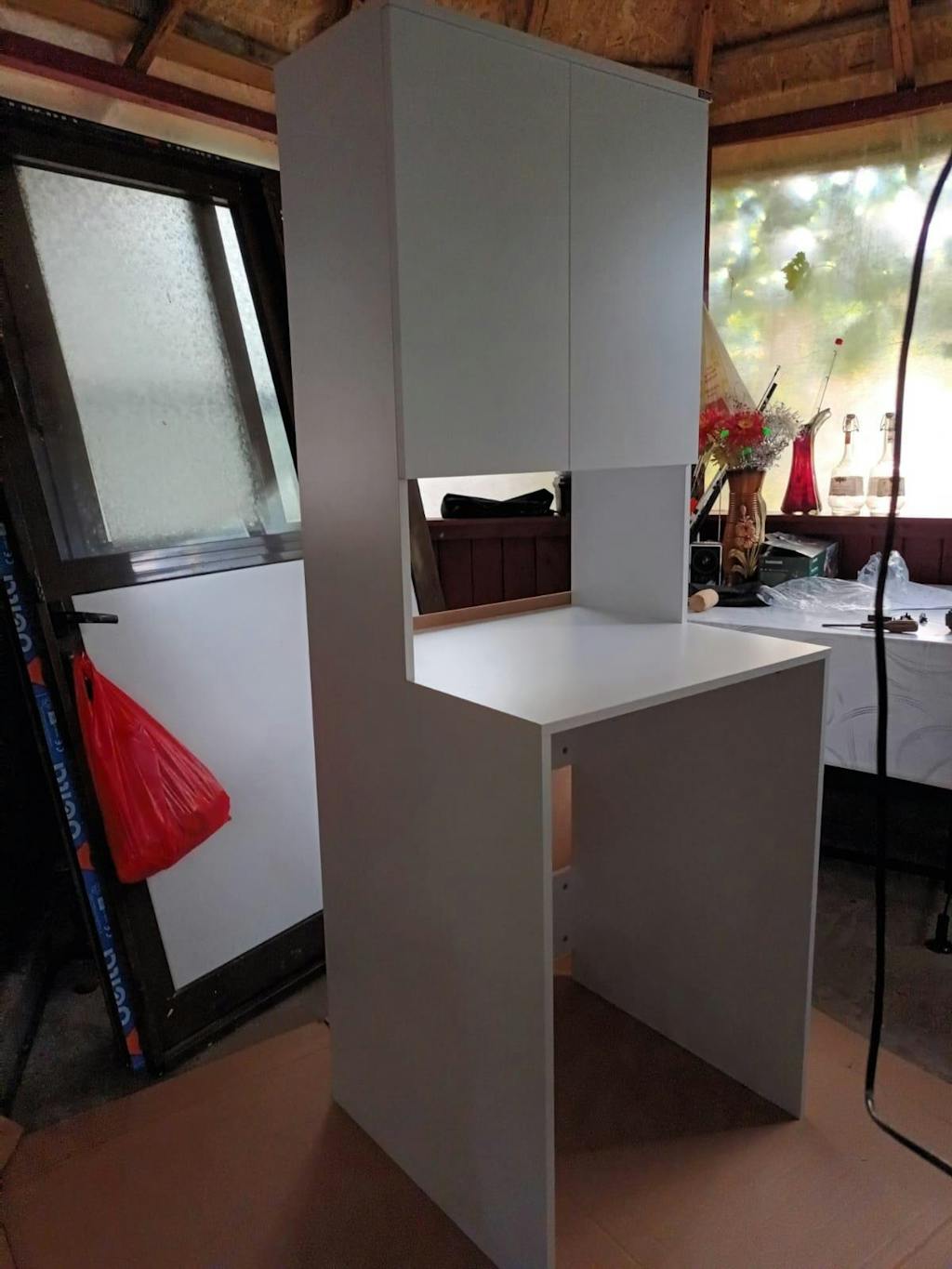 Dulap Baie Adore cu Loc Pentru Masina de Spalat, 3 Rafturi, 2 Usi, Alb, 65 x 182 x 60 cm