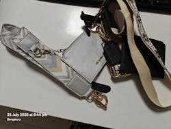 FLOWER BEIGE & BLACK BELT WITH POUCH