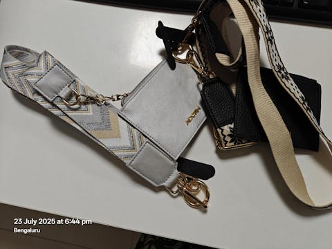 FLOWER BEIGE & BLACK BELT WITH POUCH